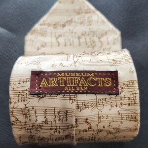 Museum Artifacts All Silk Cream and Brown Tie